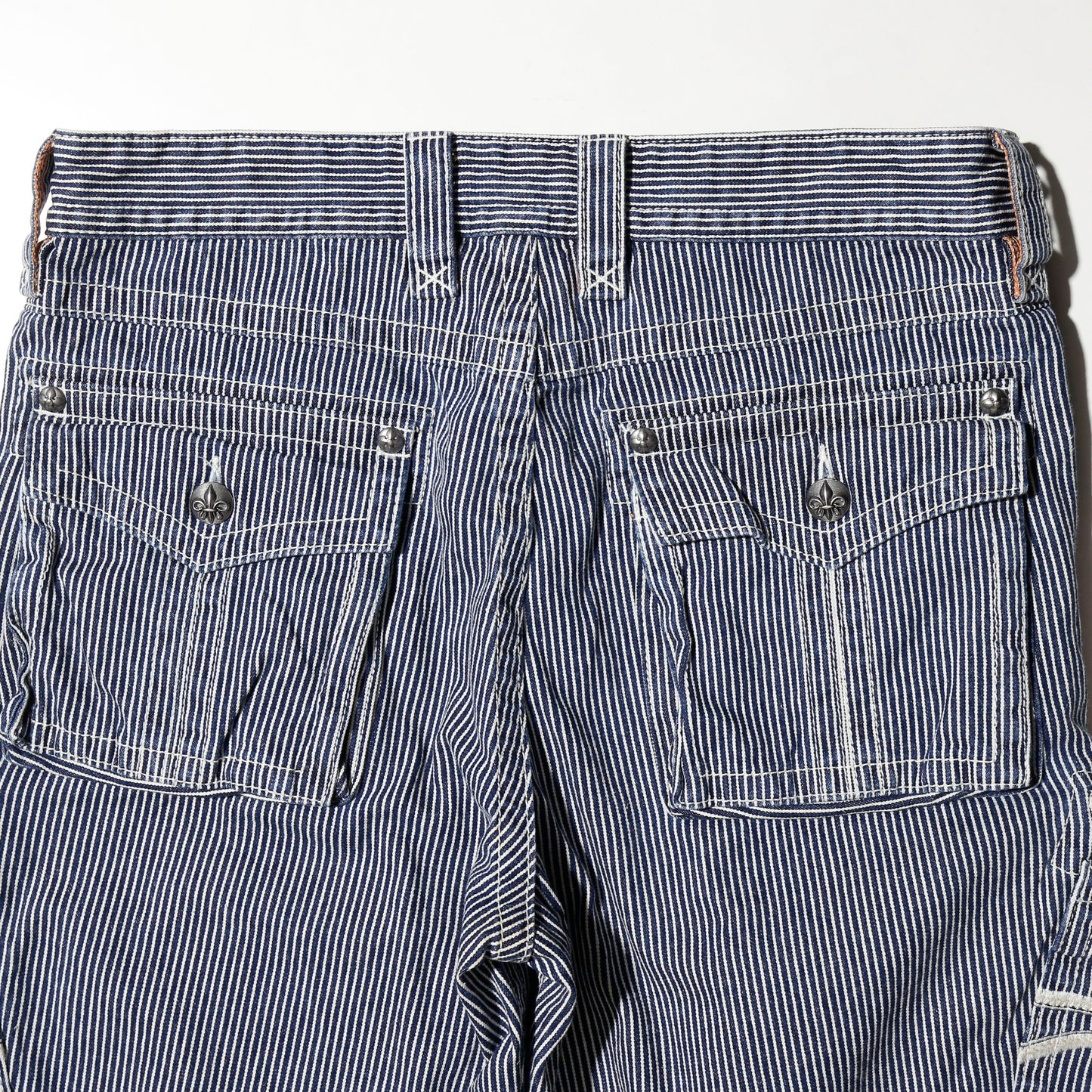 vintage hickory stripe cargo shorts