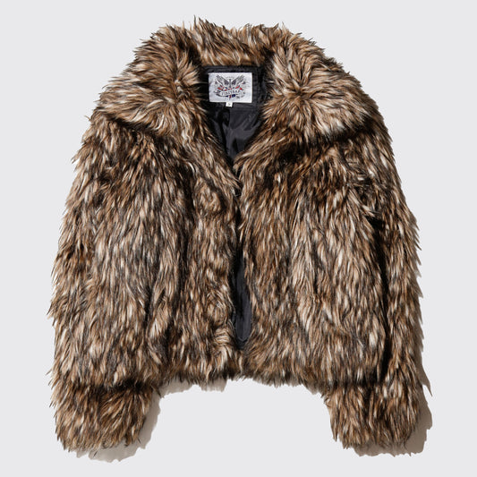vintage cropped faux fur jacket
