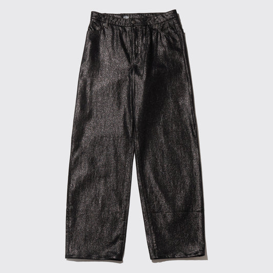 vintage lame coating wide leg jeans
