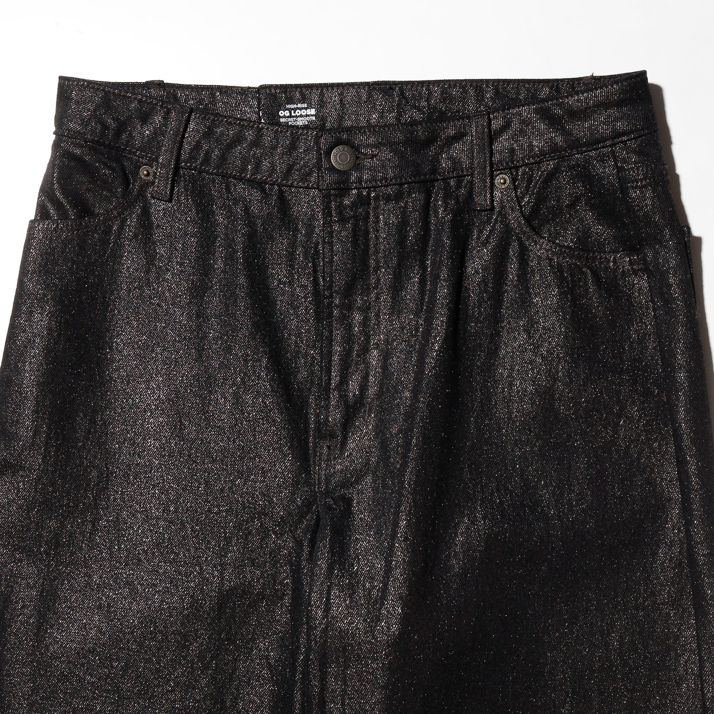 vintage lame coating wide leg jeans