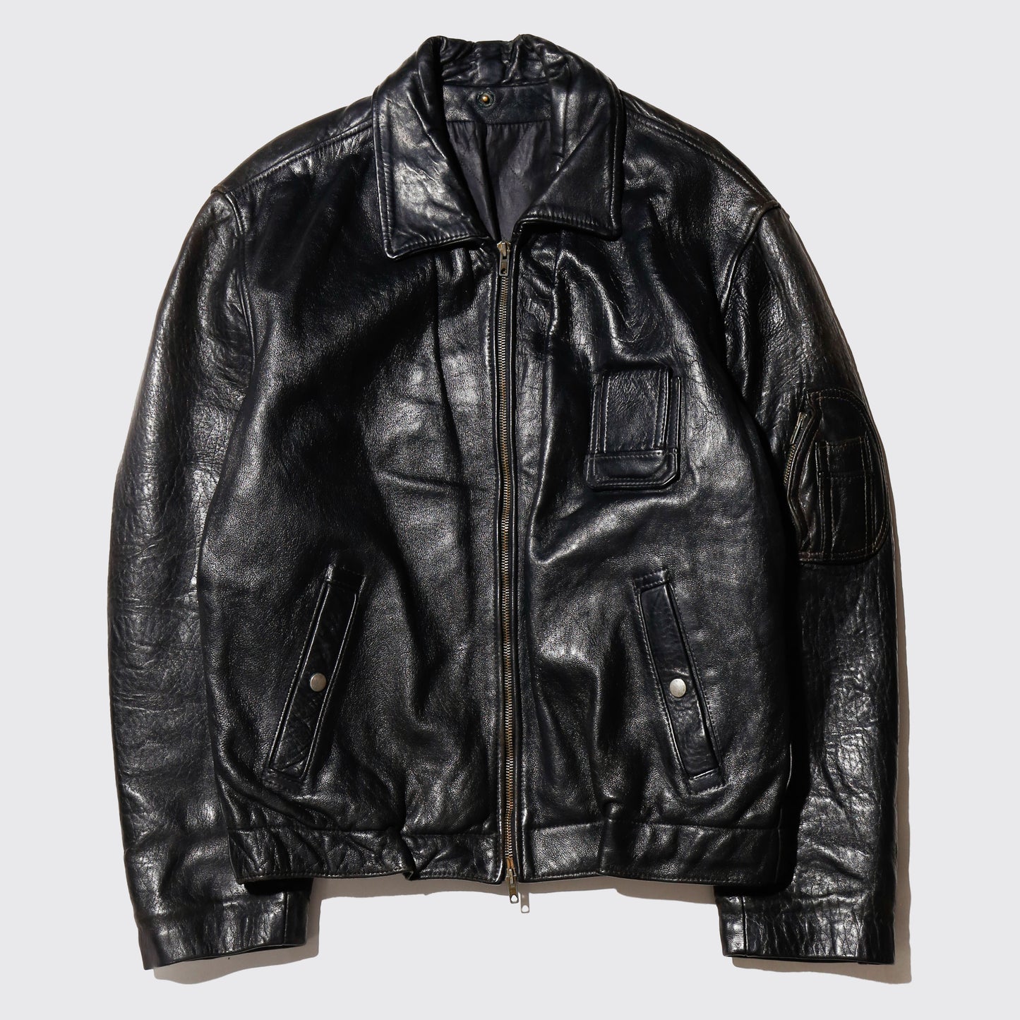 vintage french military leather jacket