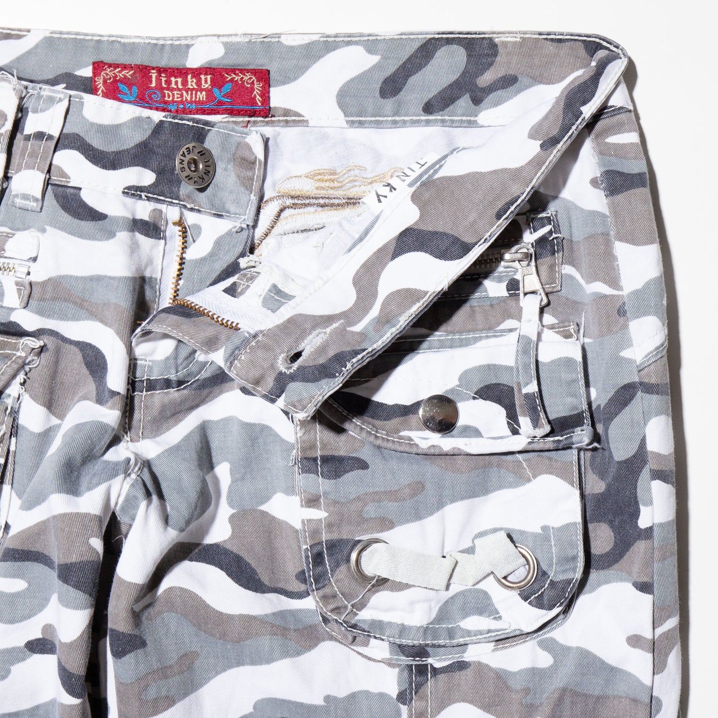 vintage low rise flare cargo trousers