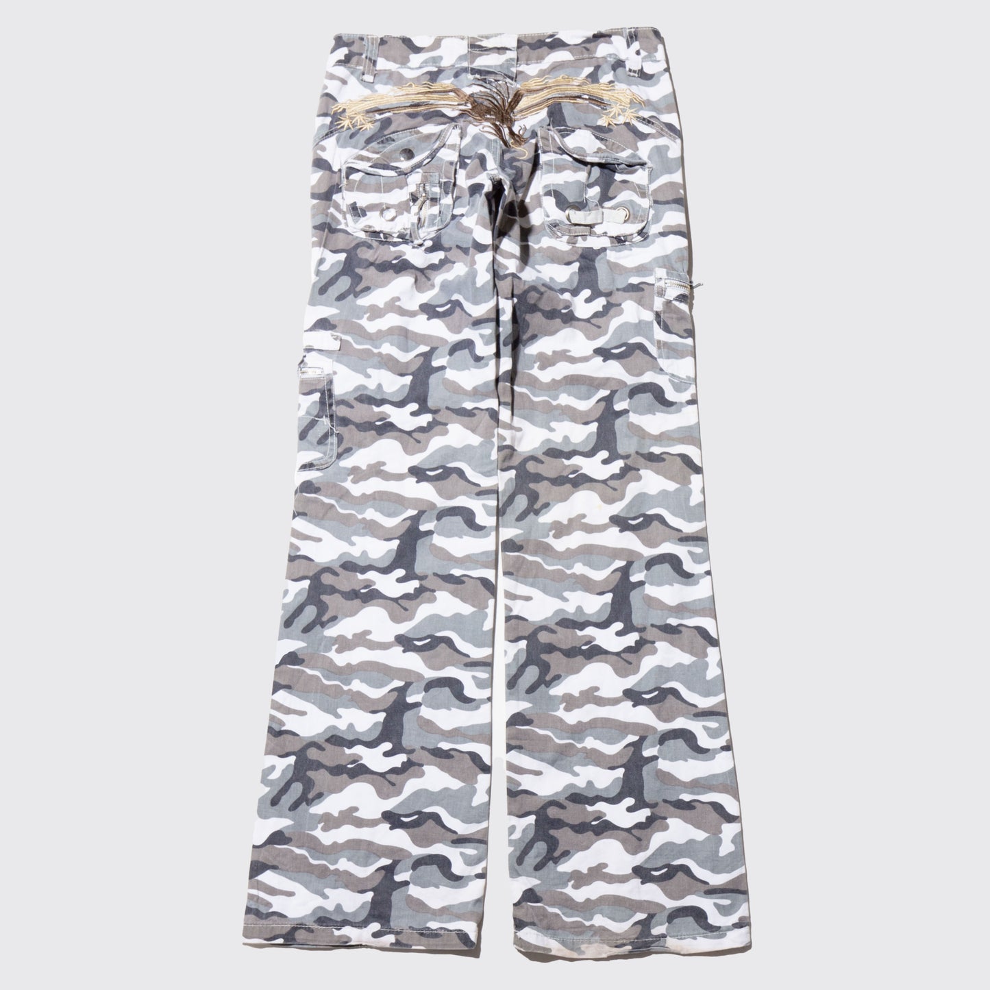 vintage low rise flare cargo trousers