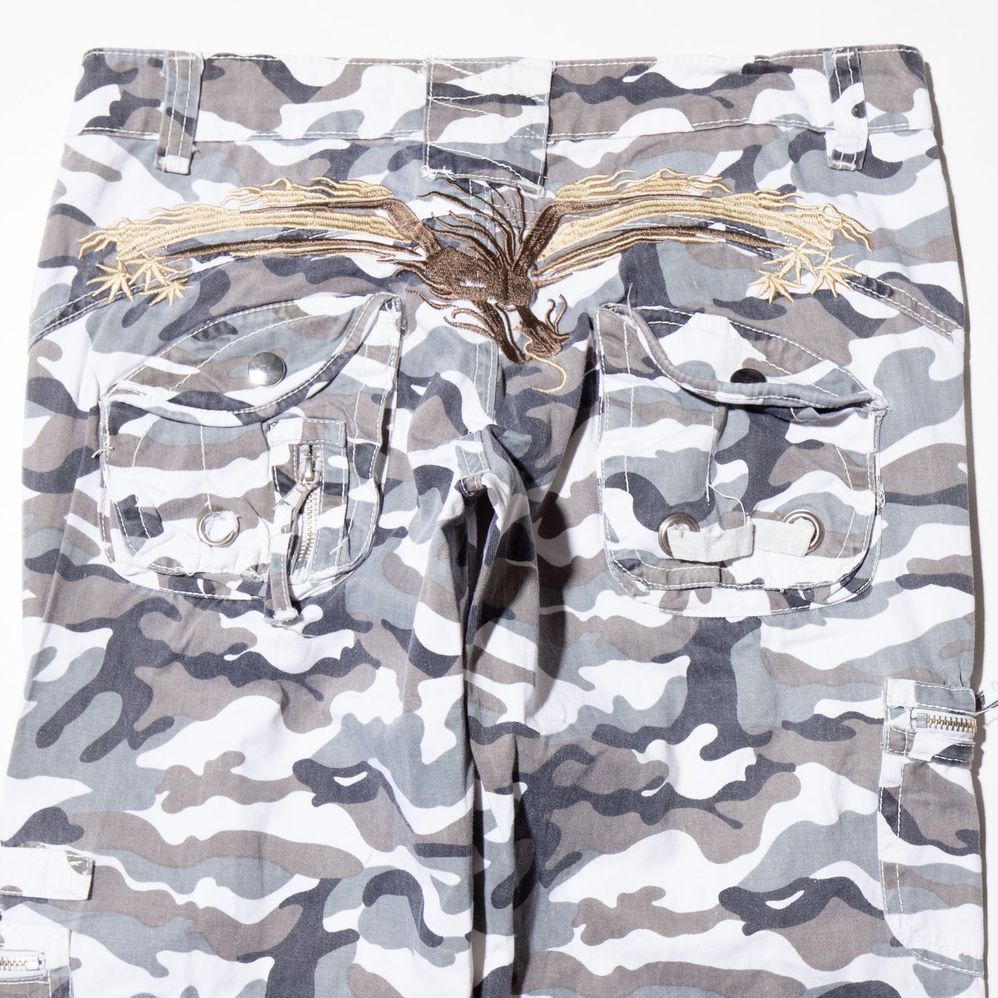 vintage low rise flare cargo trousers