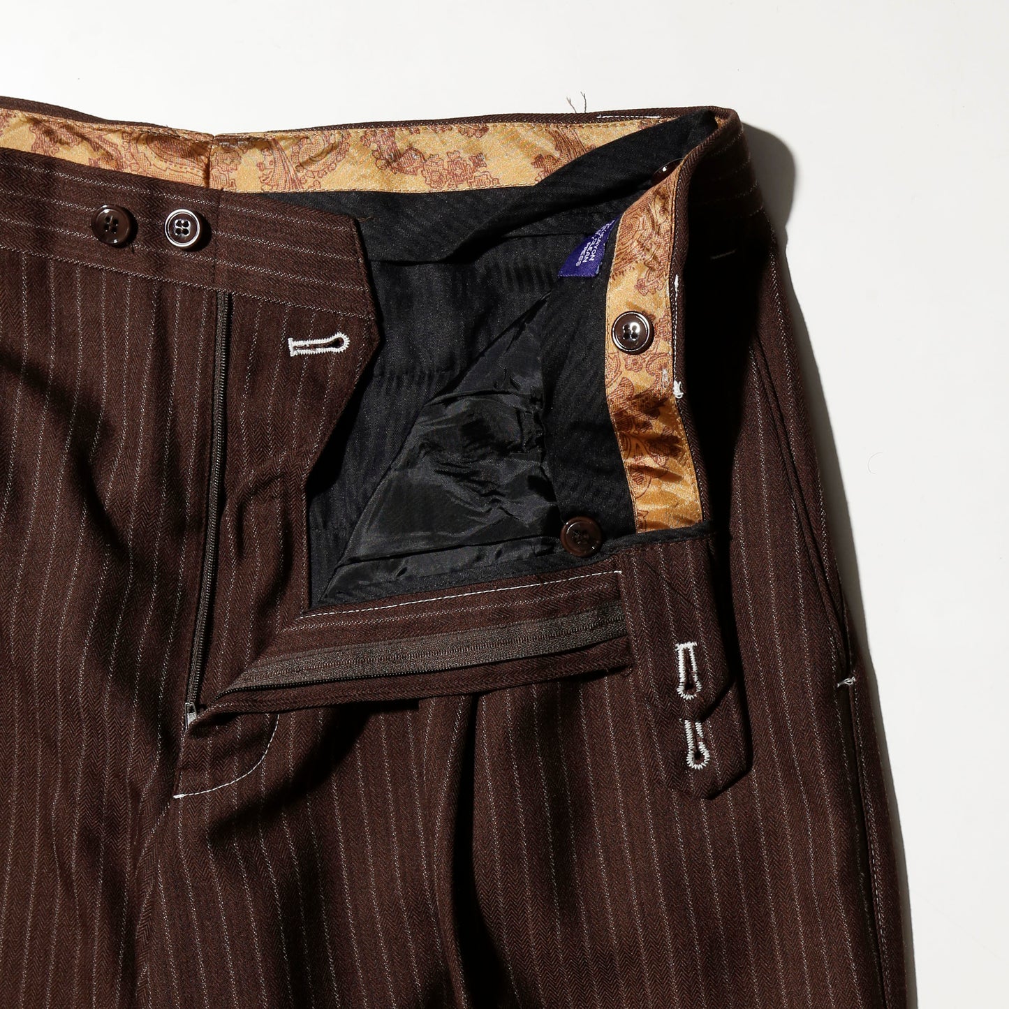 vintage tucked stripe wide slacks