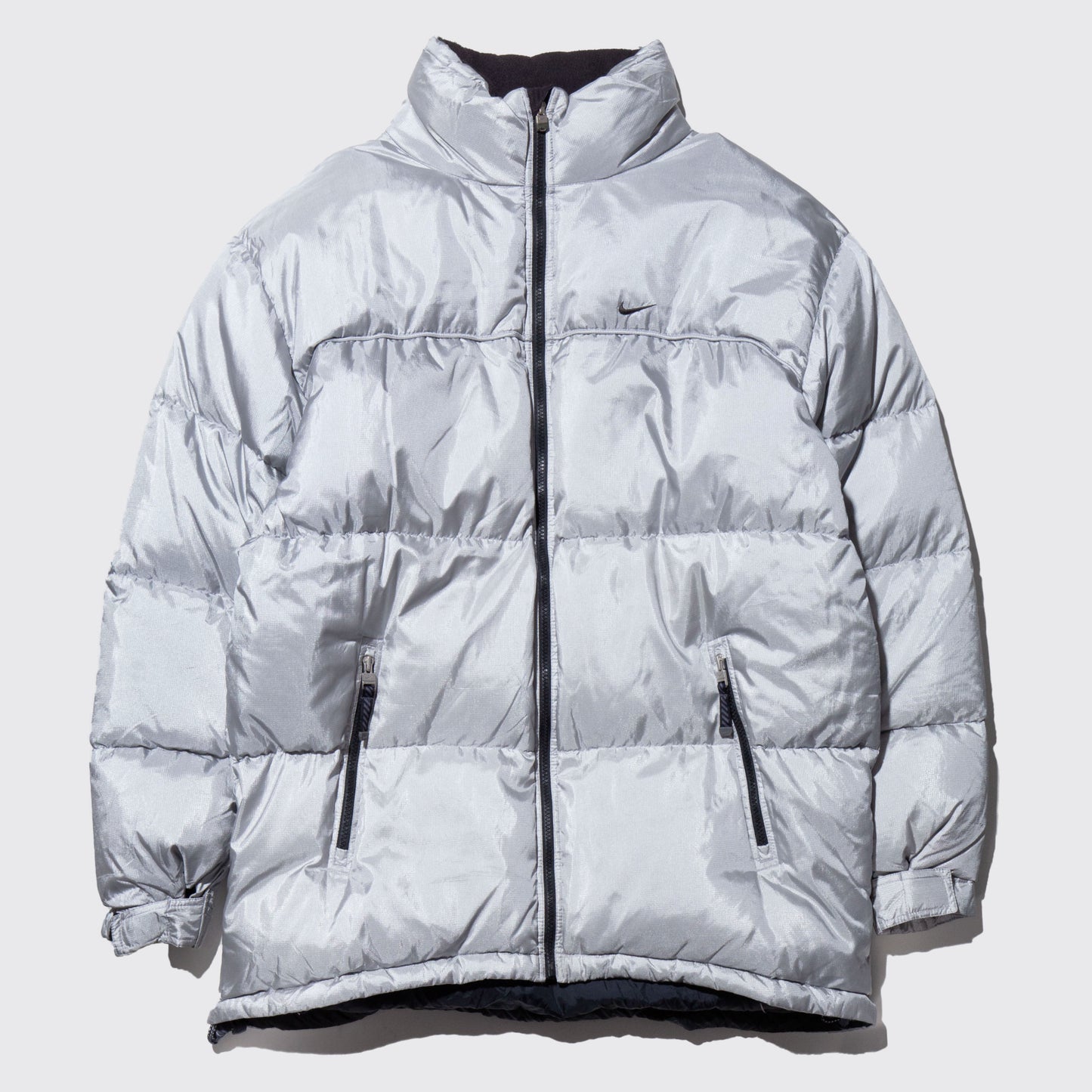 vintage 00's nike silver down jacket