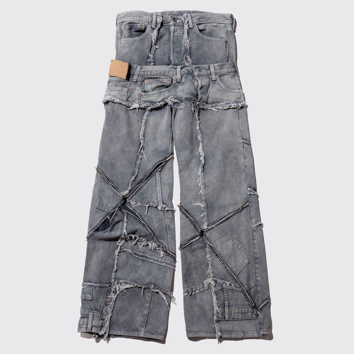 remake cross zip acid jeans