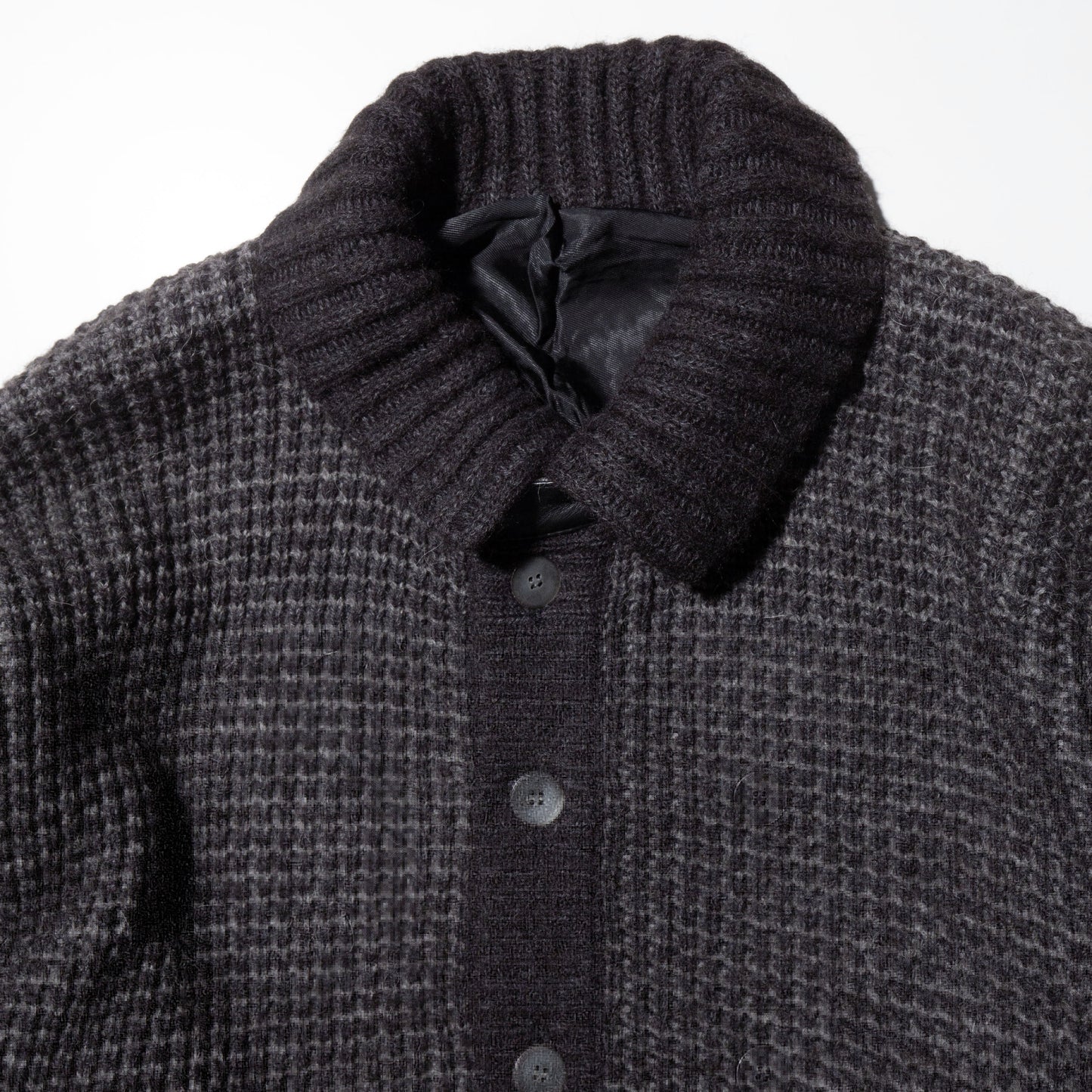 vintage euro leather combi knit jacket