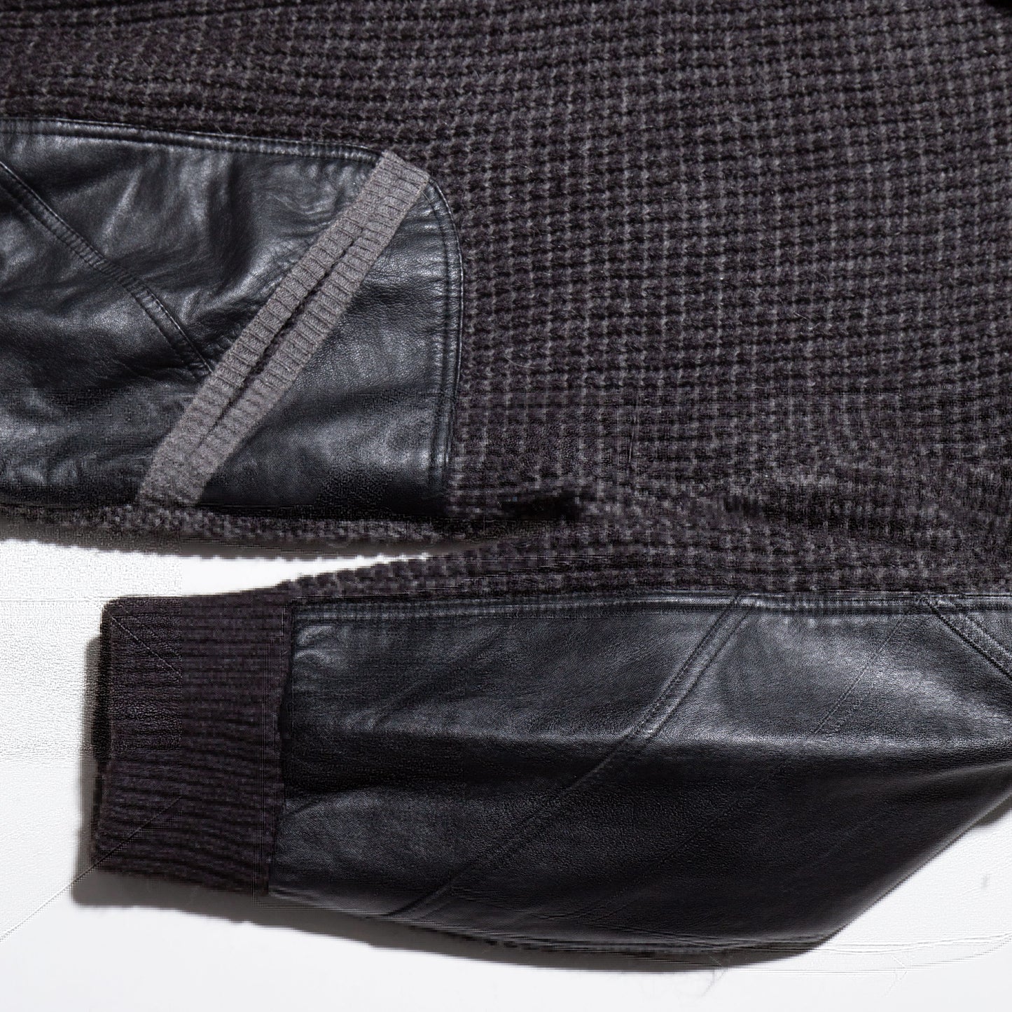 vintage euro leather combi knit jacket