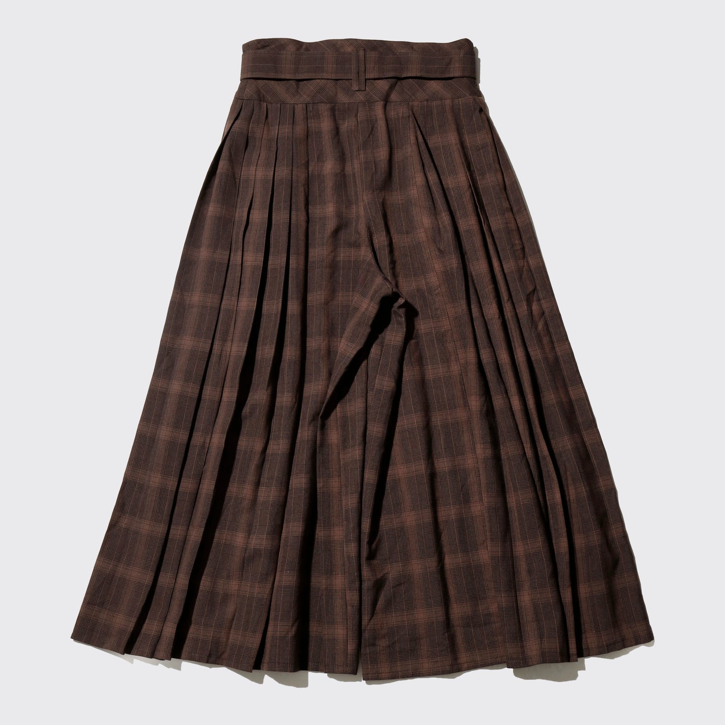 vintage belted check pleats culotte trousers