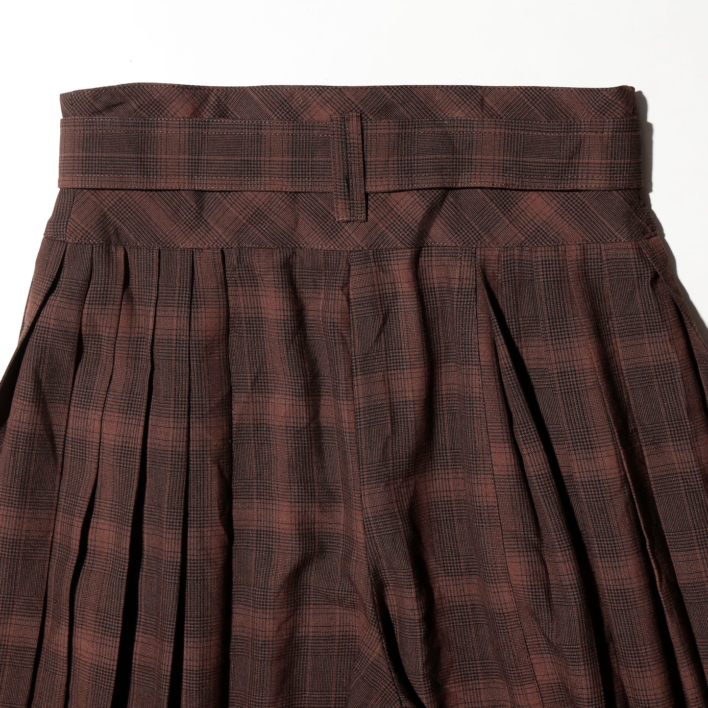 vintage belted check pleats culotte trousers