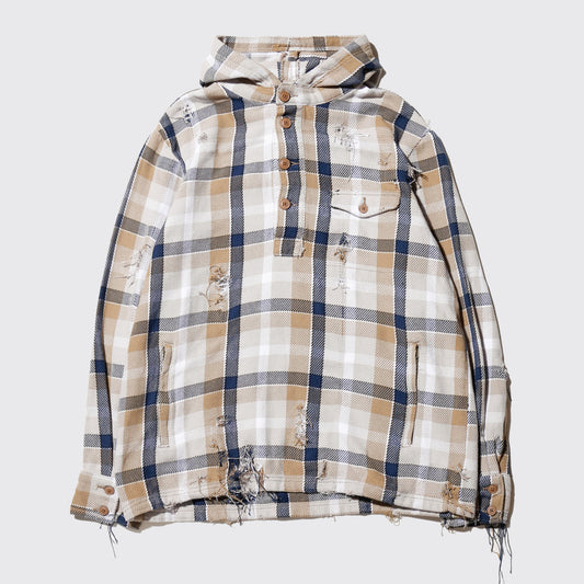 *one-off heavy flannel broken hoodie