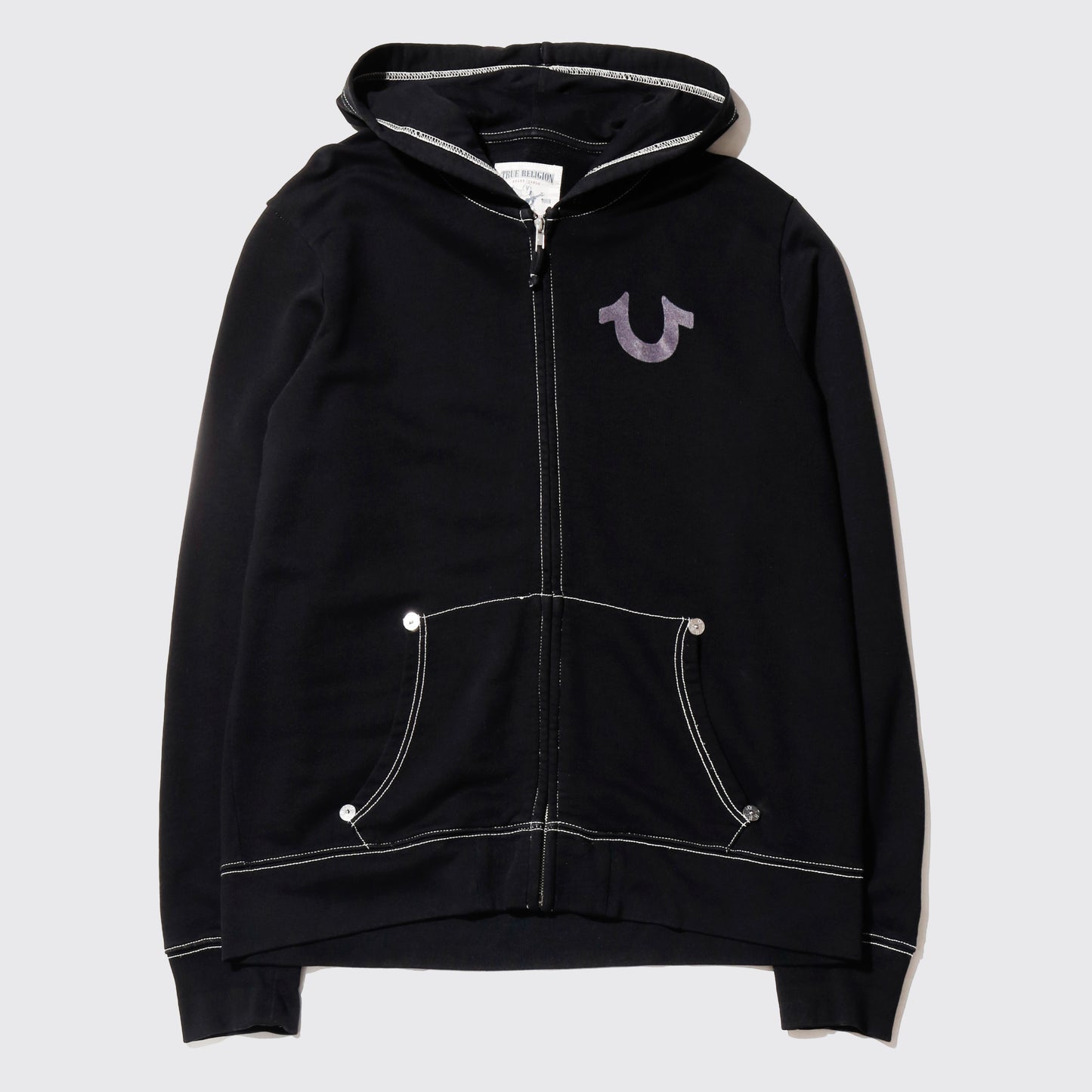 vintage 00's true religion stitched zip hoodie