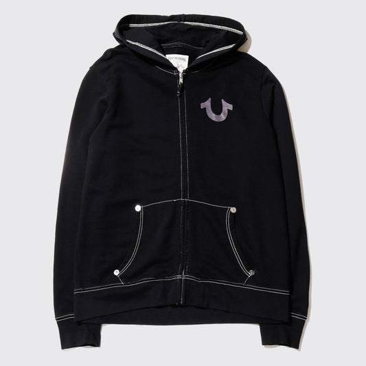 vintage 00's true religion stitched zip hoodie