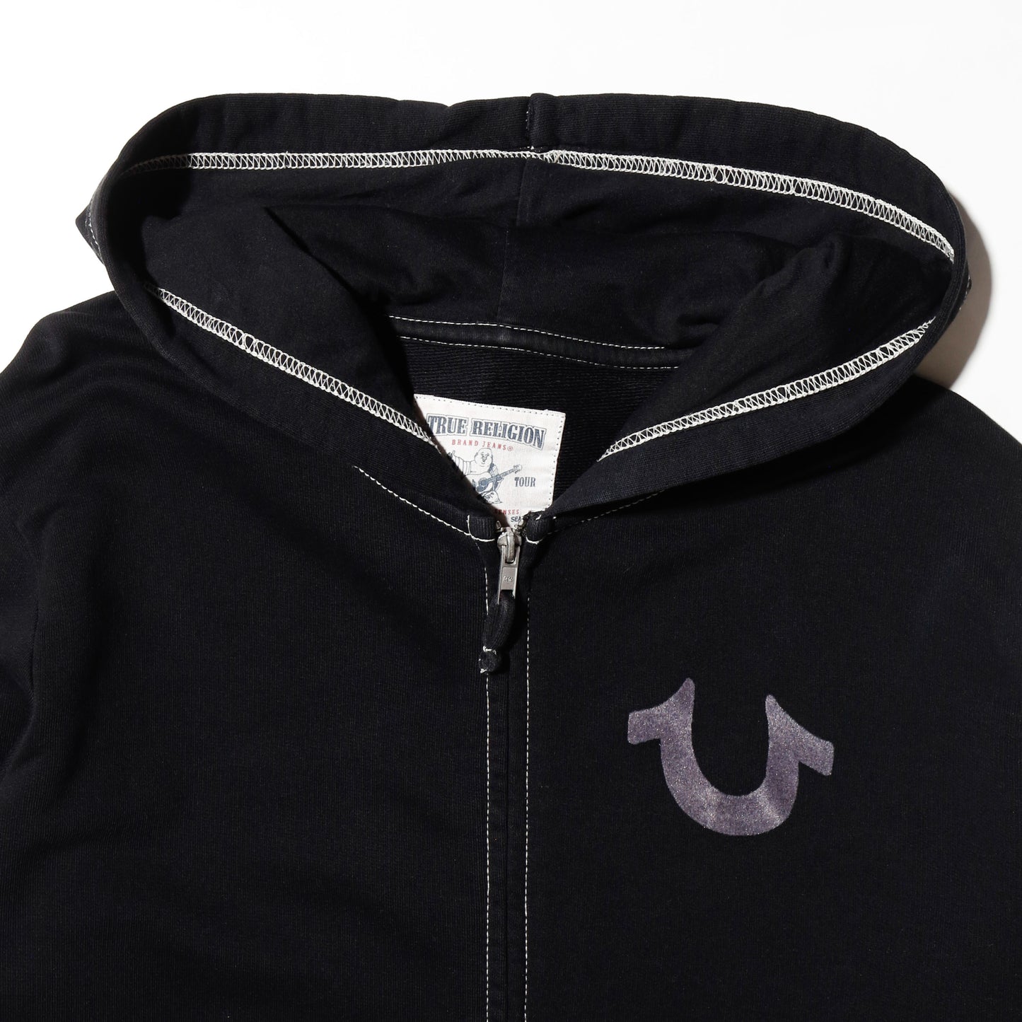 vintage 00's true religion stitched zip hoodie