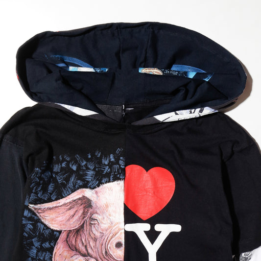 *one-off hybrid hooded cut sew