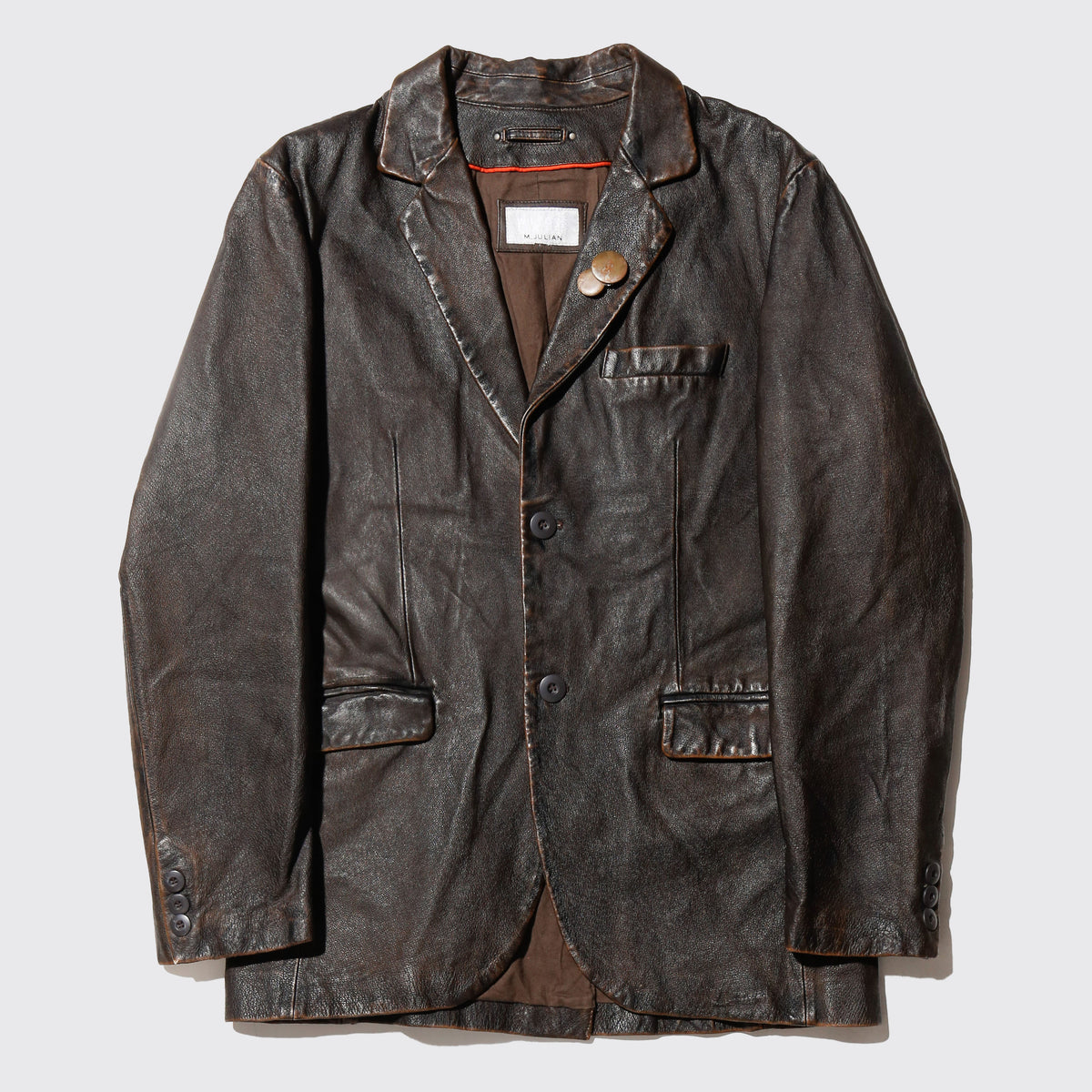 vintage dust leather tailored jacket with kapper badge