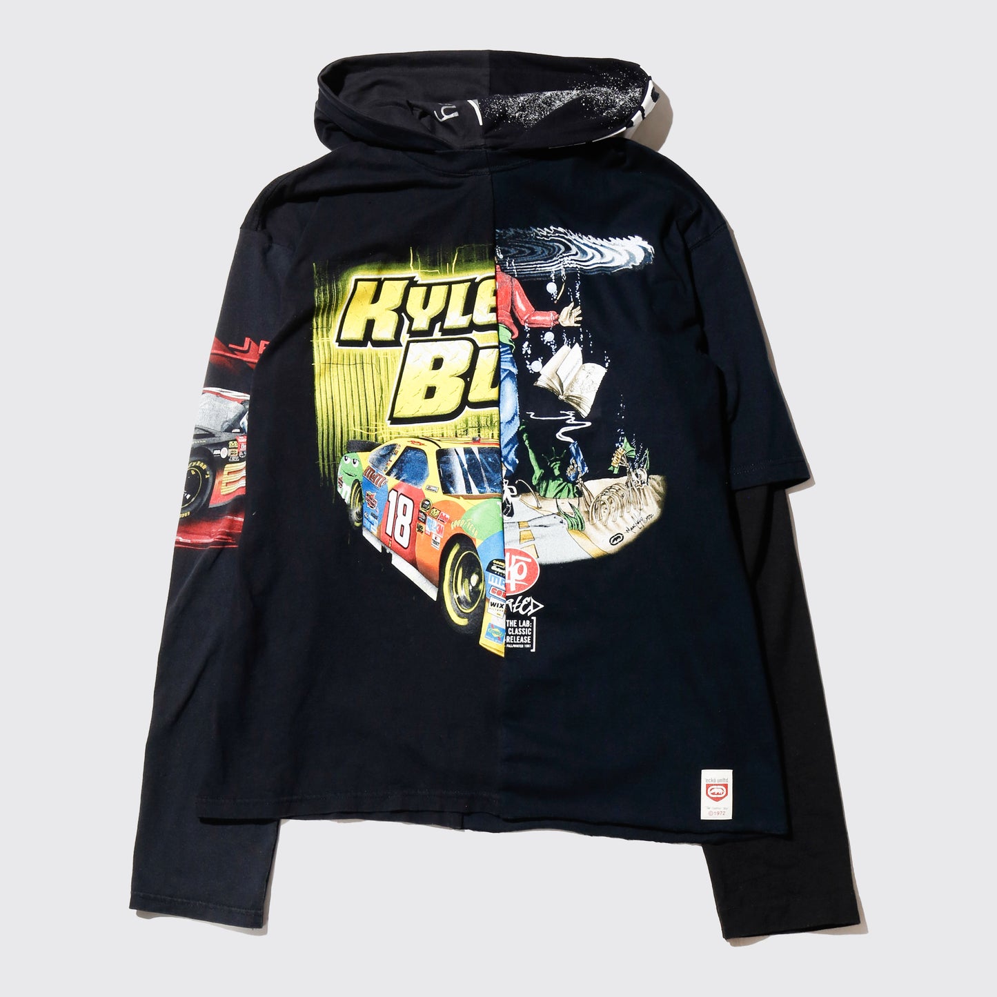 *one-off hybrid hooded cut sew