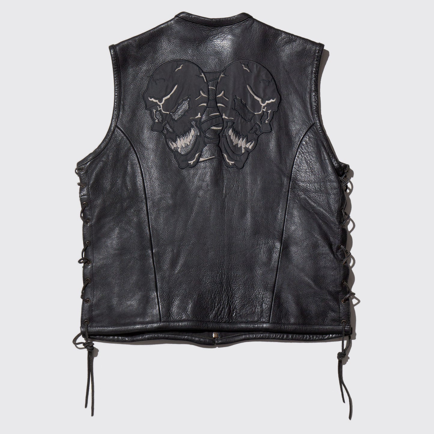 vintage skull motocross leather vest