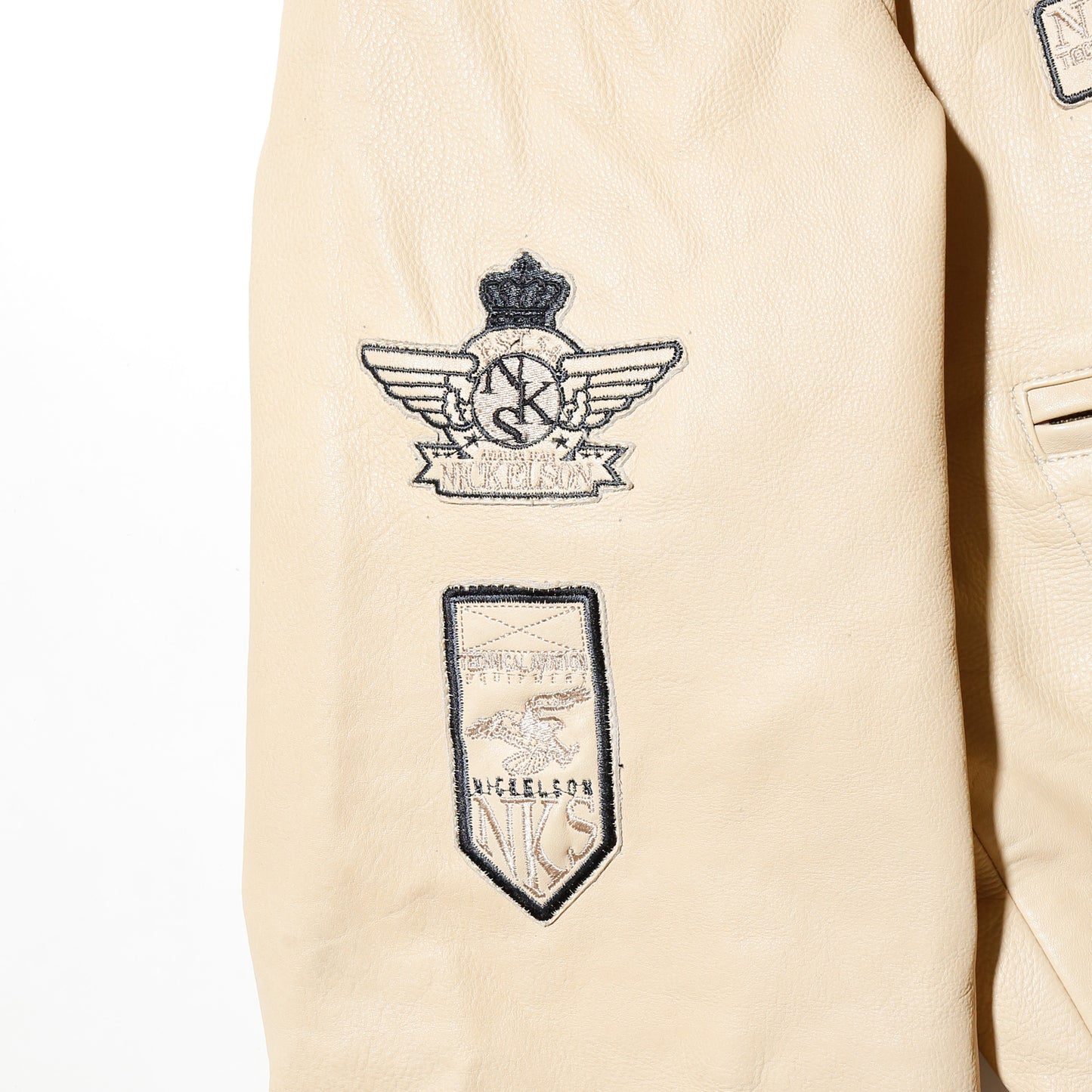 vintage nickelson g-1 type leather jacket , with detachable boa collar