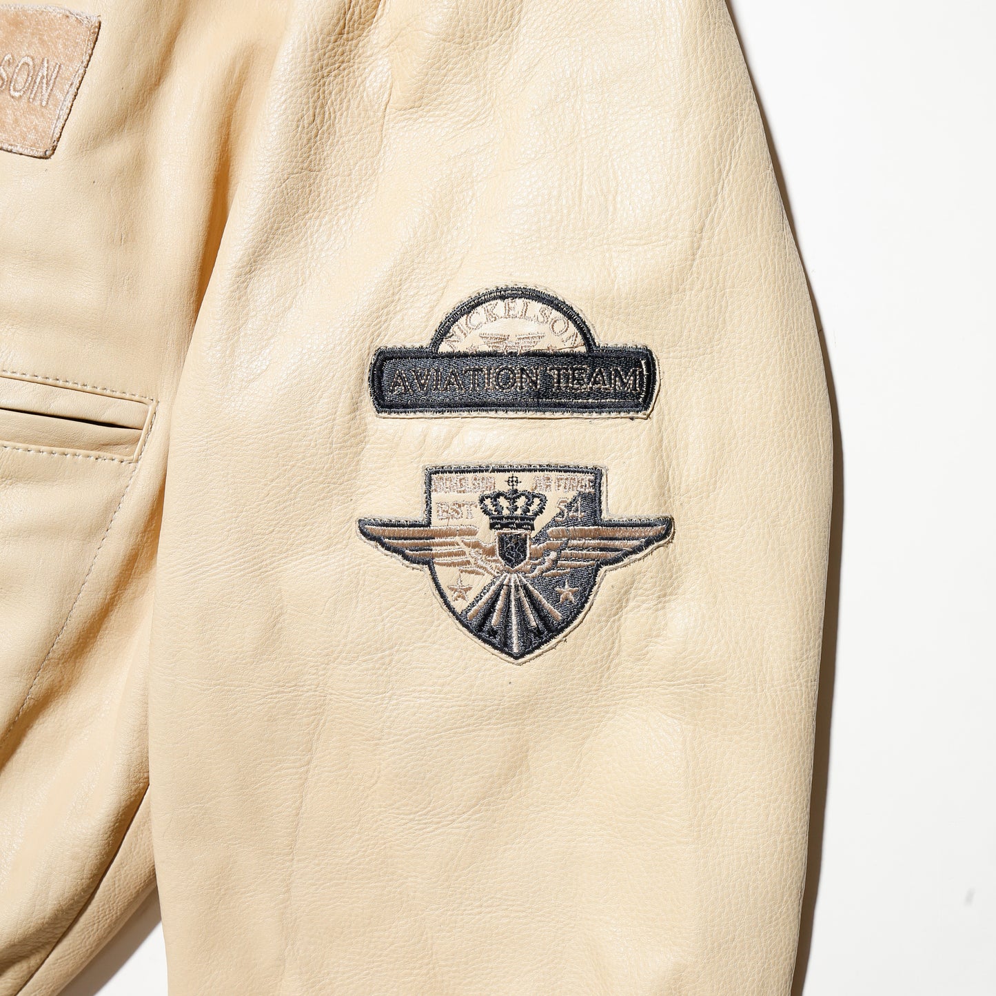 vintage nickelson g-1 type leather jacket , with detachable boa collar