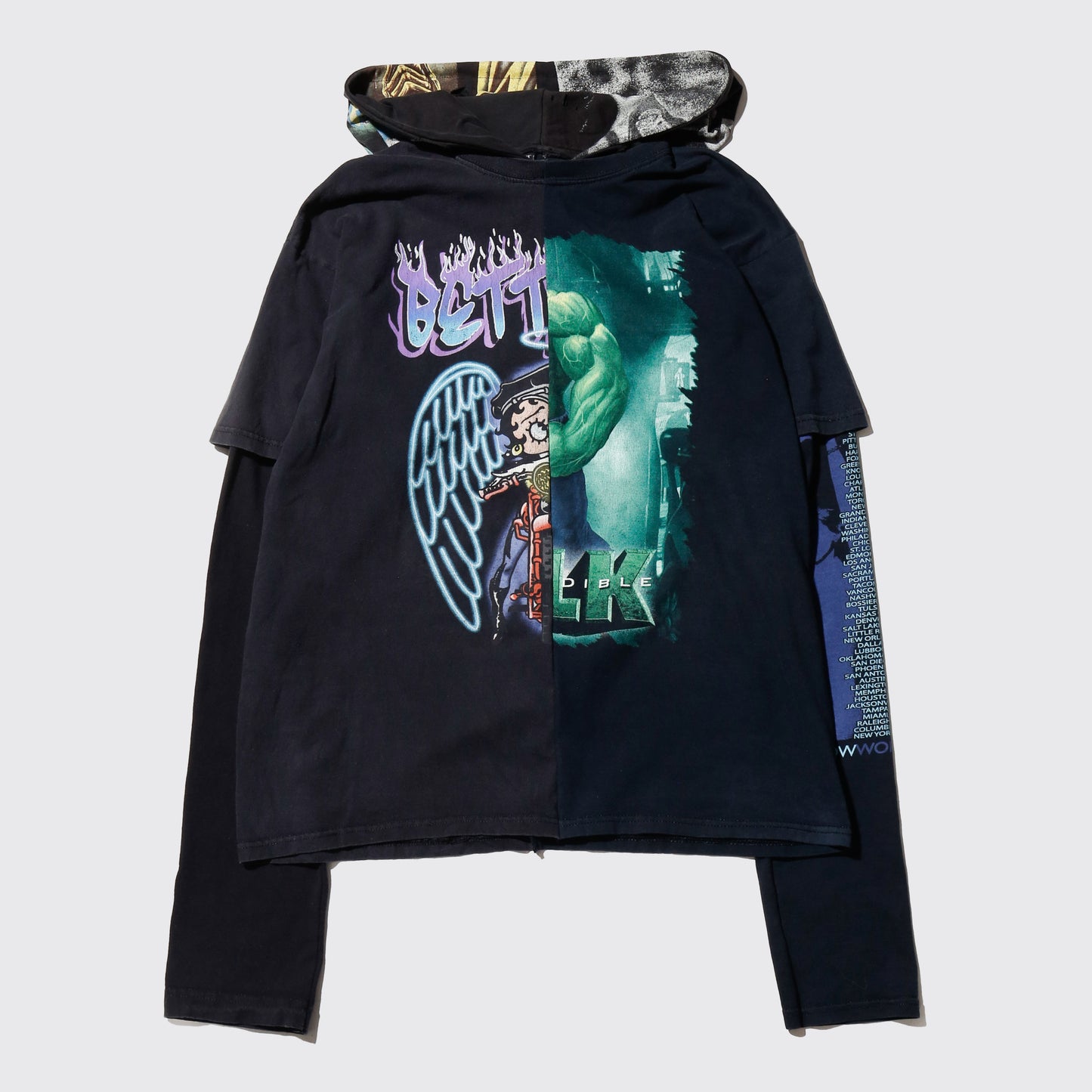 *one-off hybrid hooded cut sew