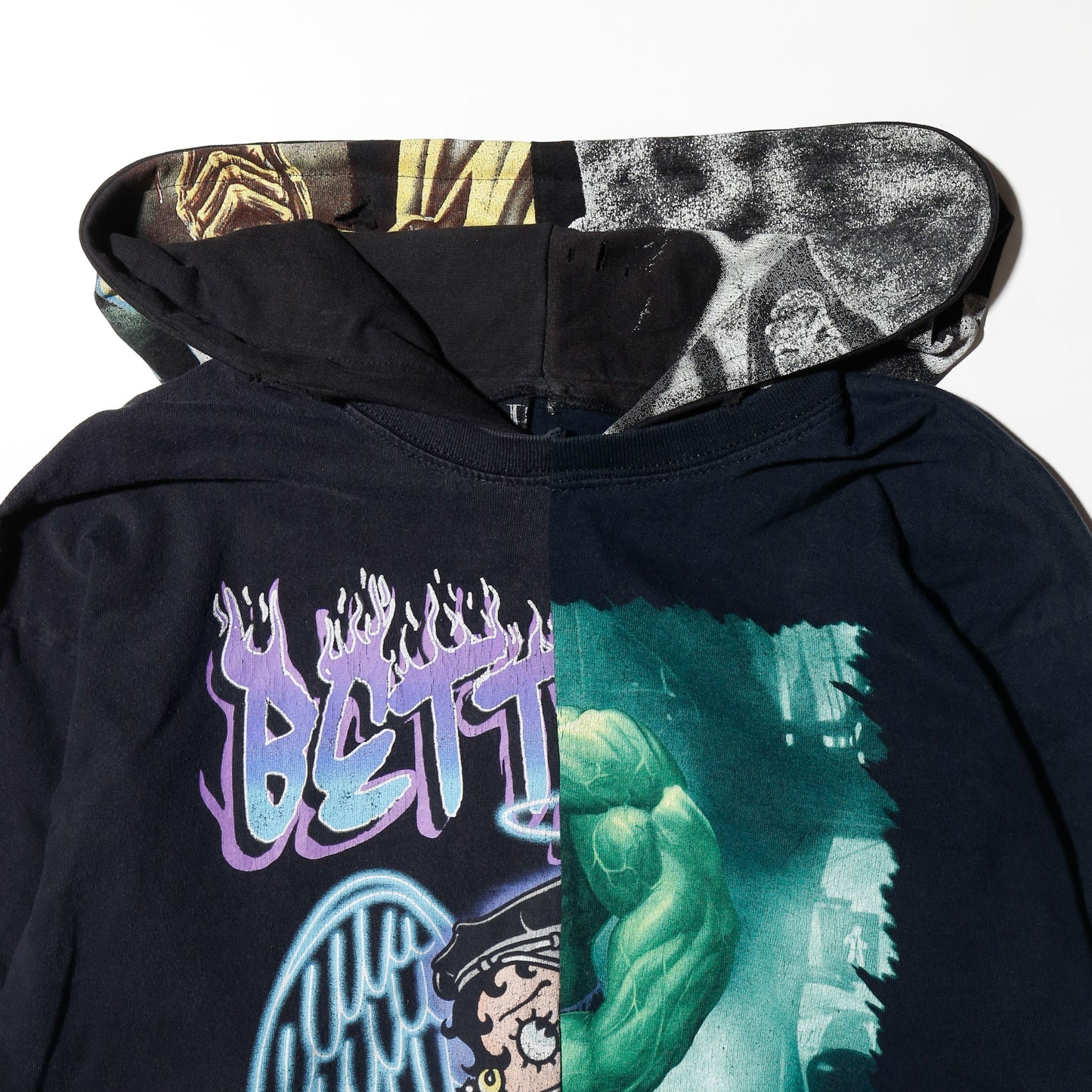 *one-off hybrid hooded cut sew