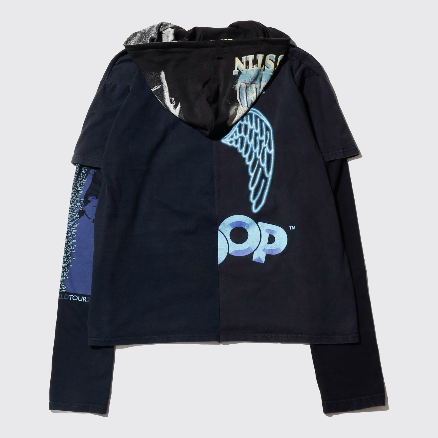 *one-off hybrid hooded cut sew