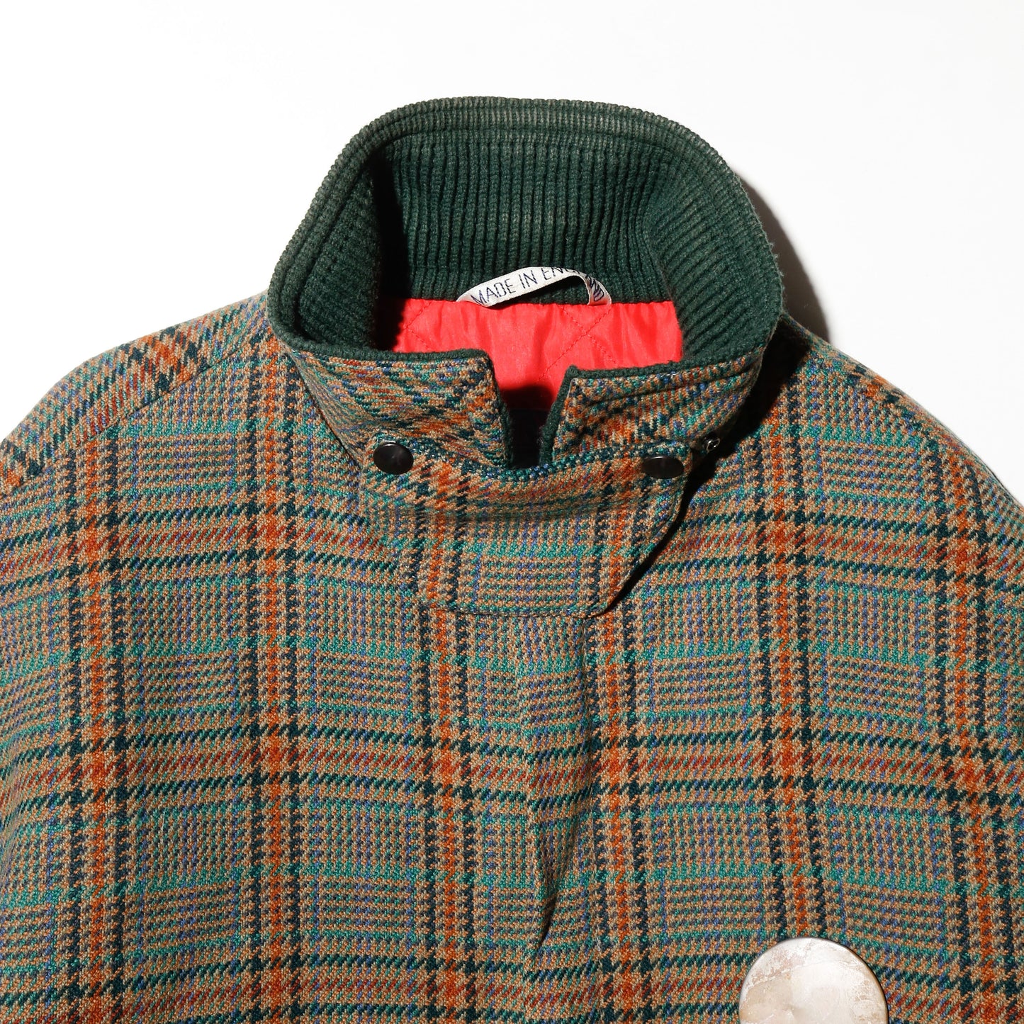 vintage uk check wool storm jacket , with copper badge