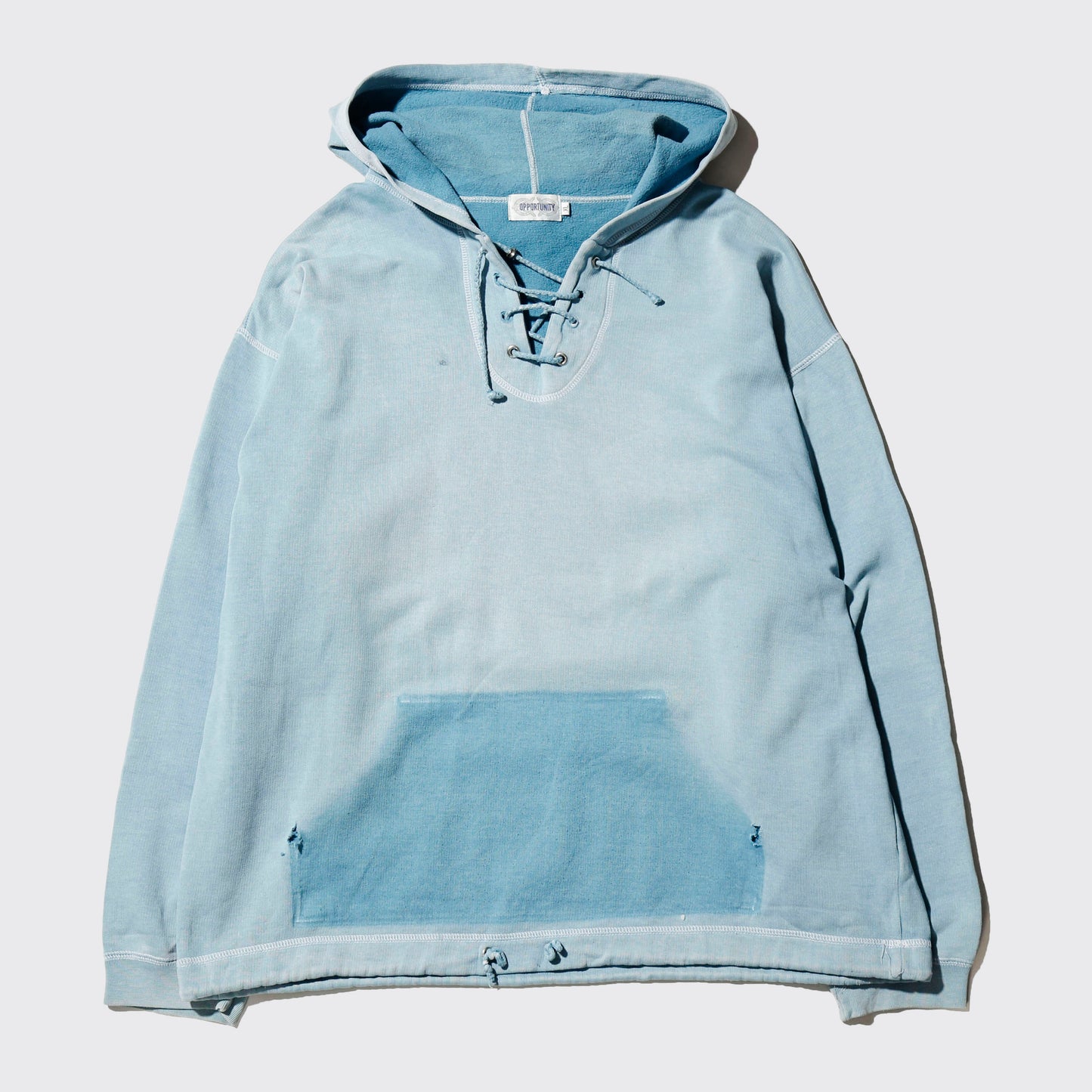 vintage distressed lace up hoodie