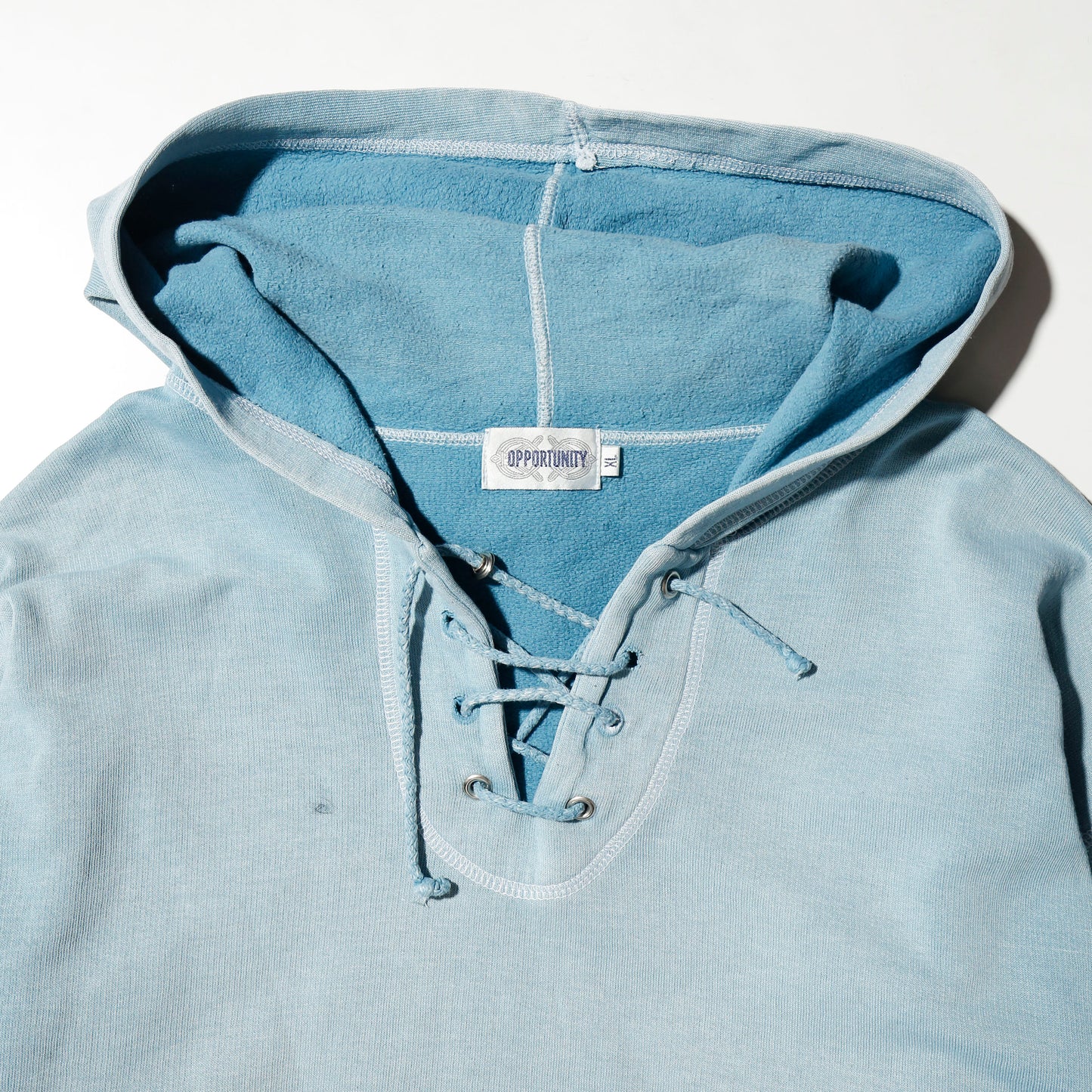 vintage distressed lace up hoodie