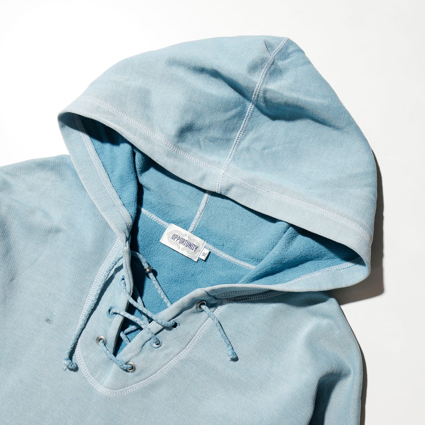 vintage distressed lace up hoodie