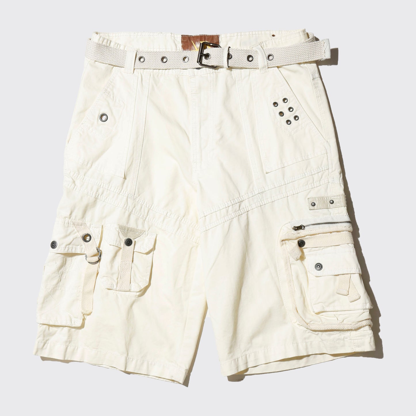 vintage belted utility cargo shorts