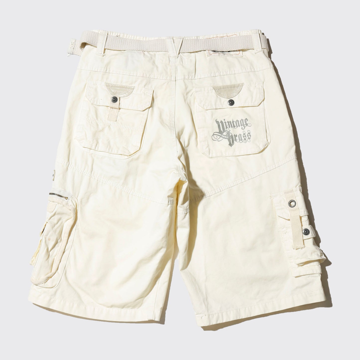 vintage belted utility cargo shorts