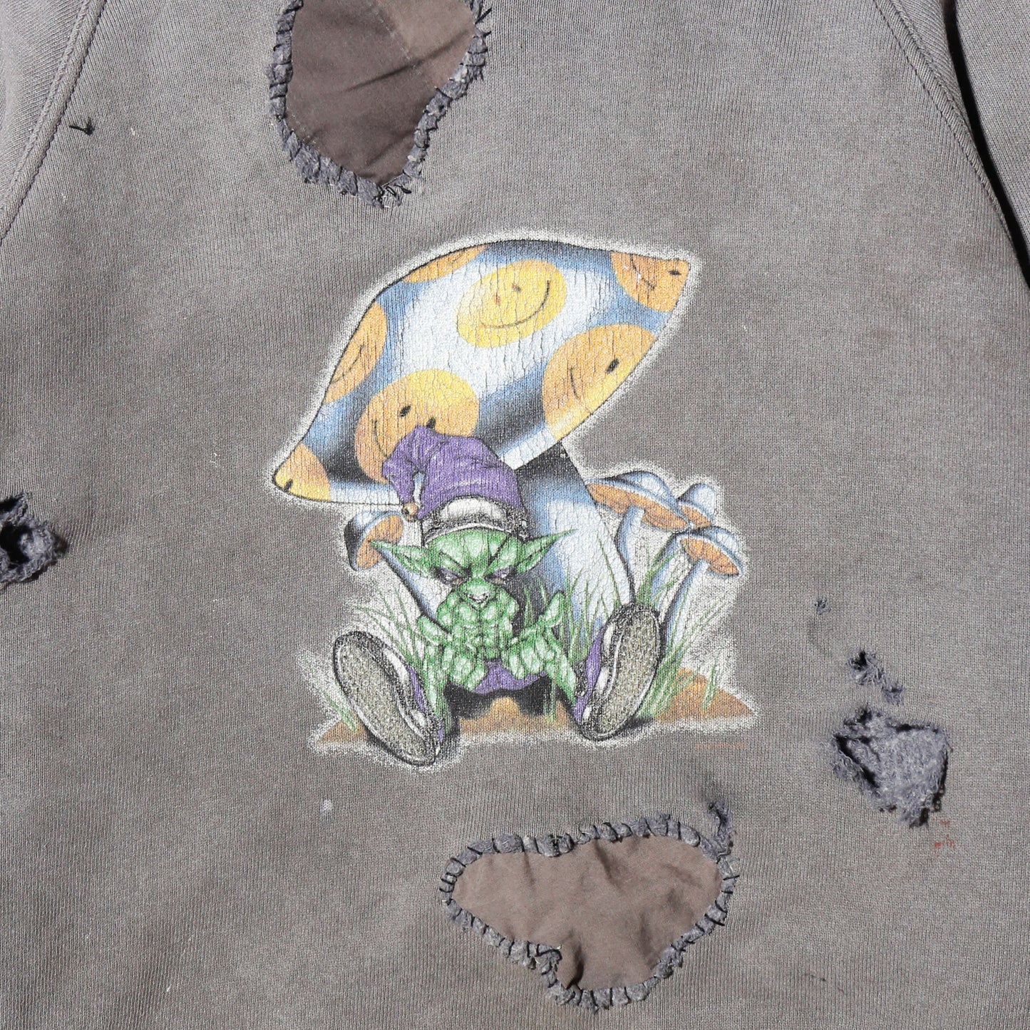 *one-off 90's Mushrooms alien broken hoodie