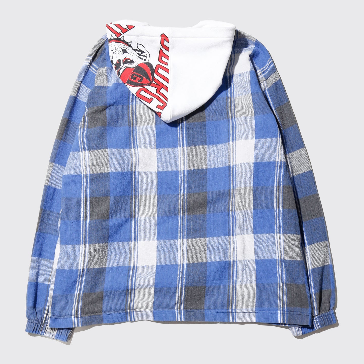 *one-off hybrid check hoodie, with copper badge