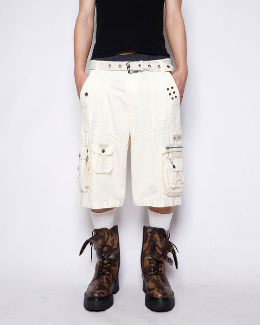 vintage belted utility cargo shorts