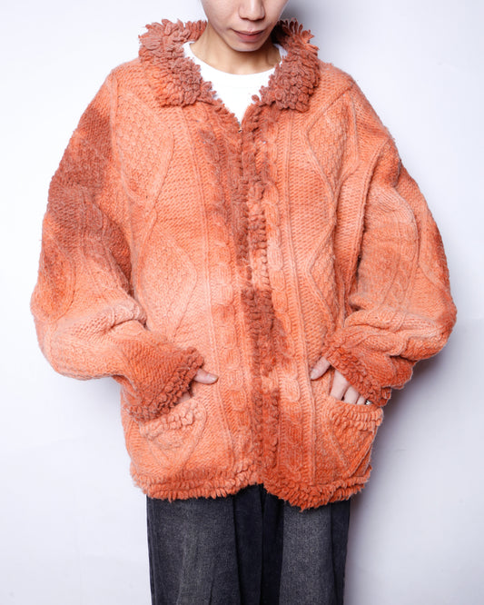 vintage chunky cable knit jacket