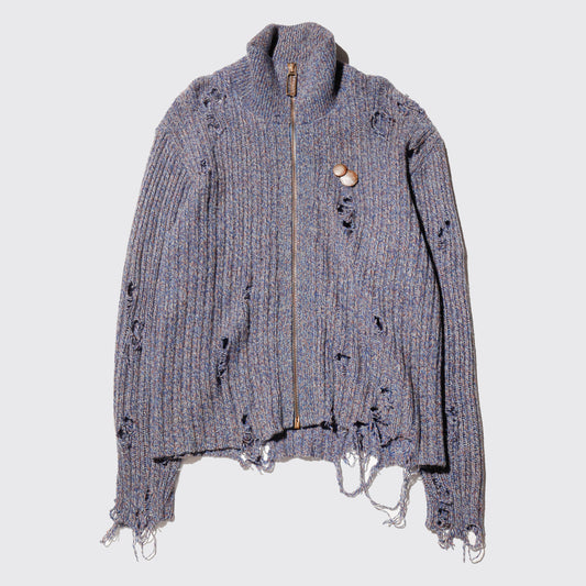 *one-off melange broken drivers sweater with kapper badge