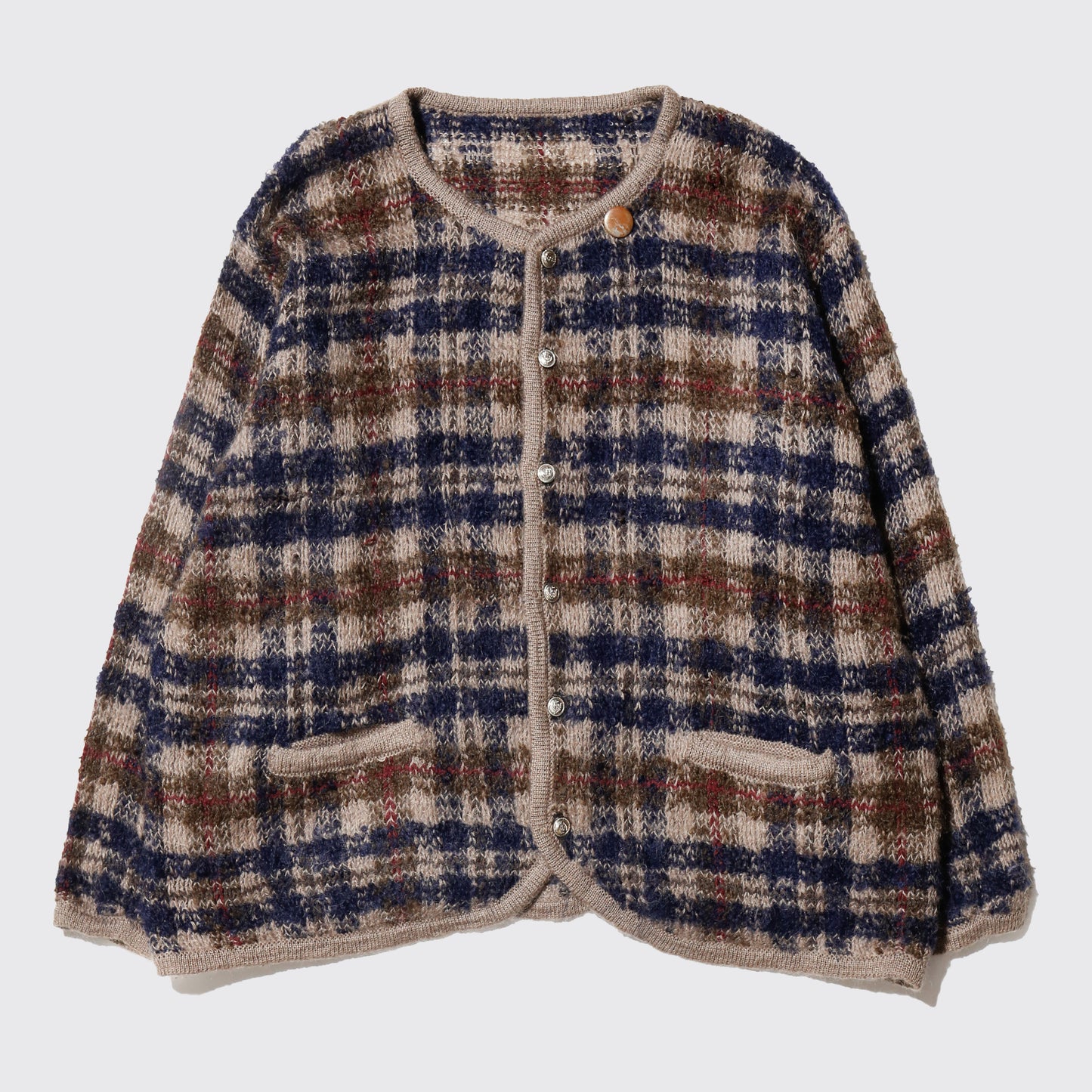 vintage check cardigan with kapper badge