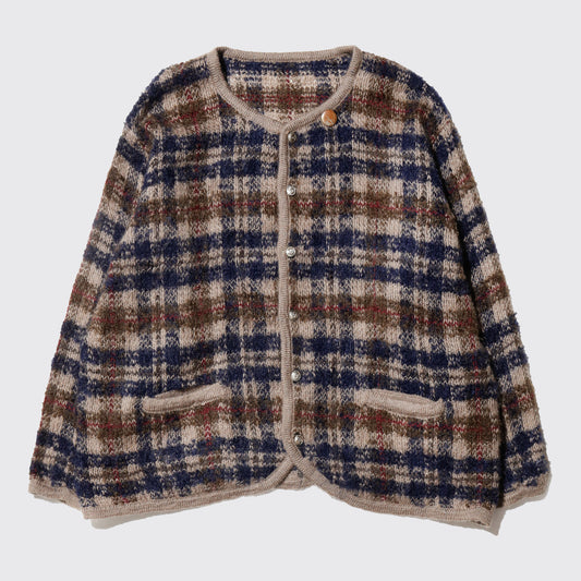 vintage check cardigan with kapper badge