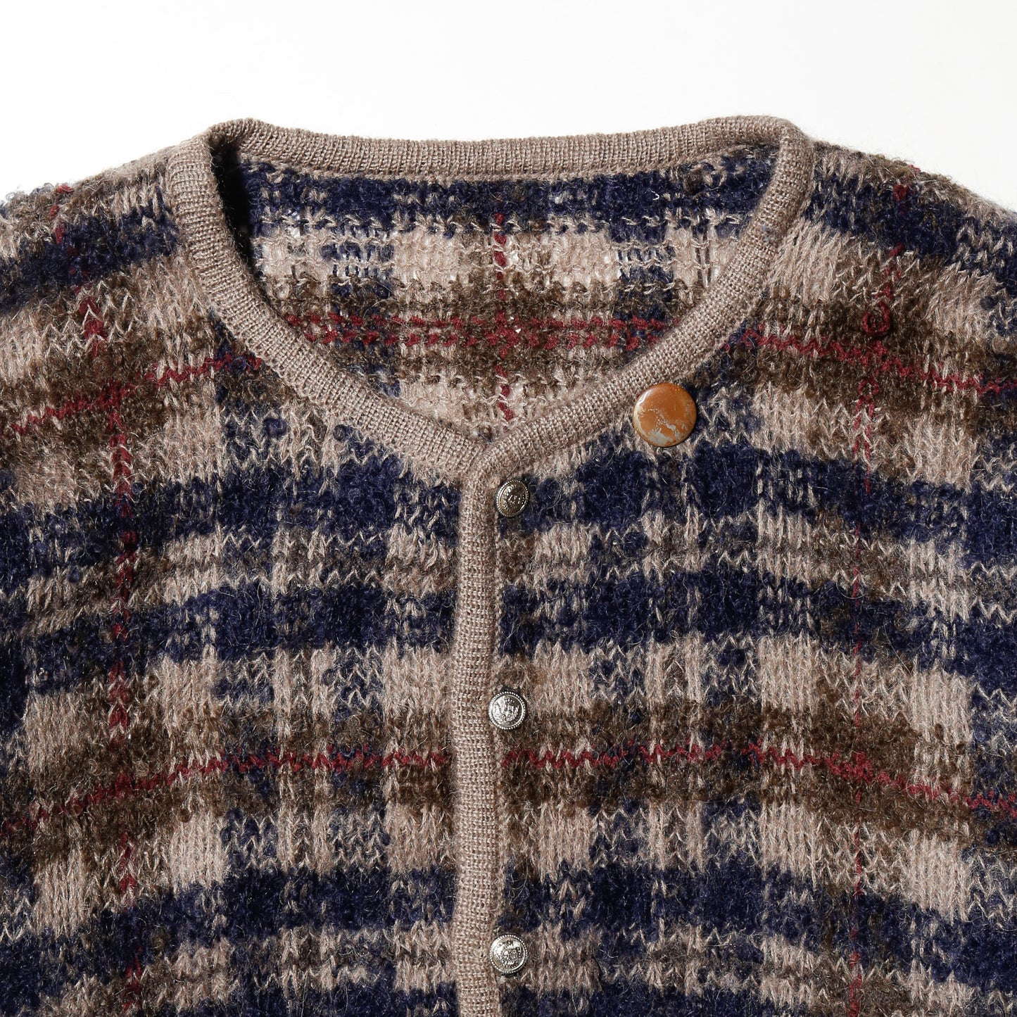 vintage check cardigan with kapper badge