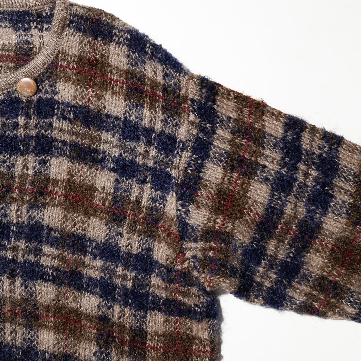 vintage check cardigan with kapper badge
