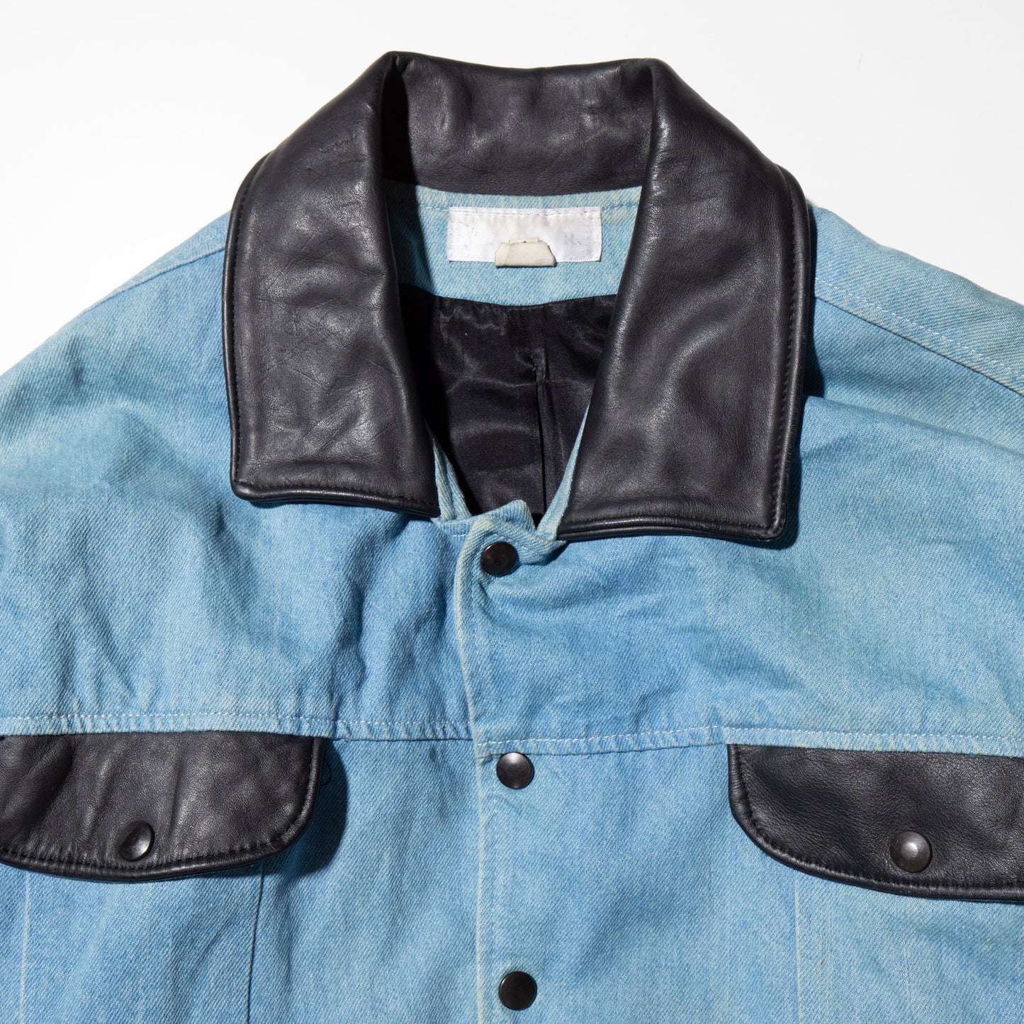 vintage leather combi loose trucker jacket