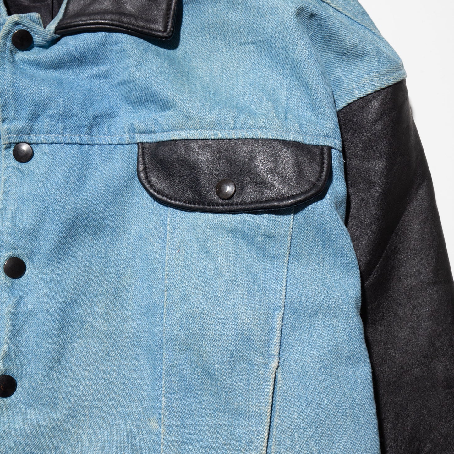 vintage leather combi loose trucker jacket