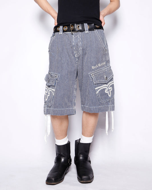 vintage hickory stripe cargo shorts