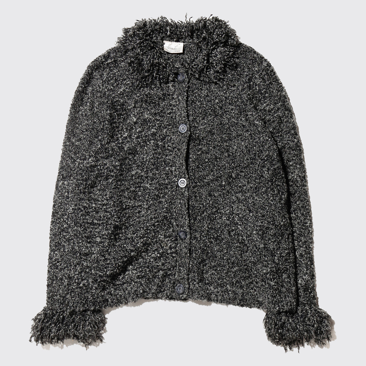 vintage fuzzy collar frost knit jacket