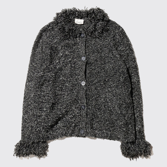 vintage fuzzy collar frost knit jacket