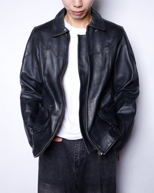 vintage western single leather jacket