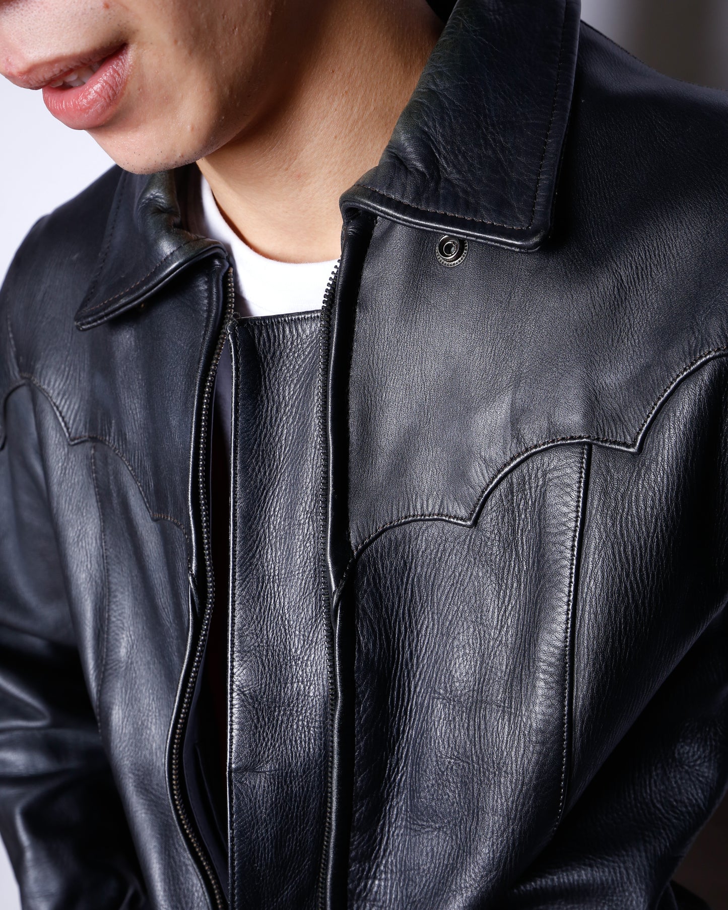 vintage western single leather jacket